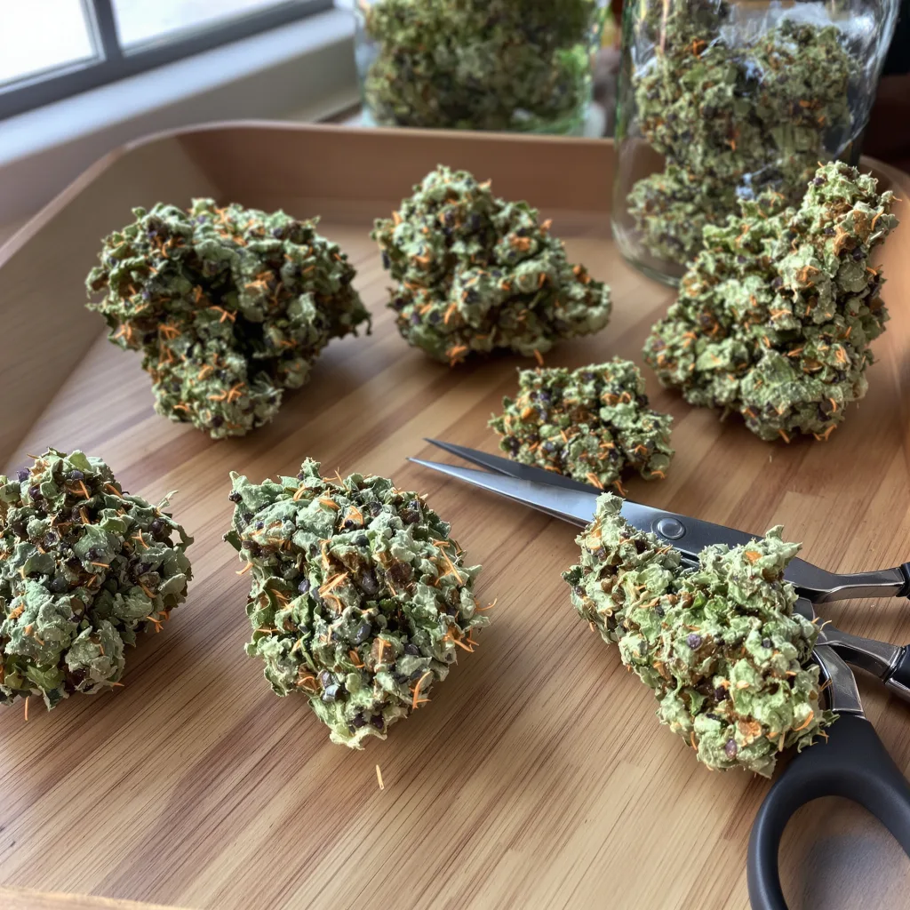Sour Ape 59% indica / 41% sativa flower with visible trichomes