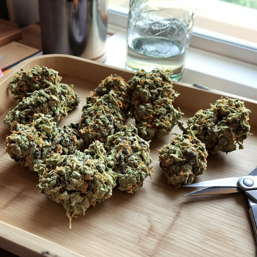 Sour Ape 59% indica / 41% sativa flower with visible trichomes
