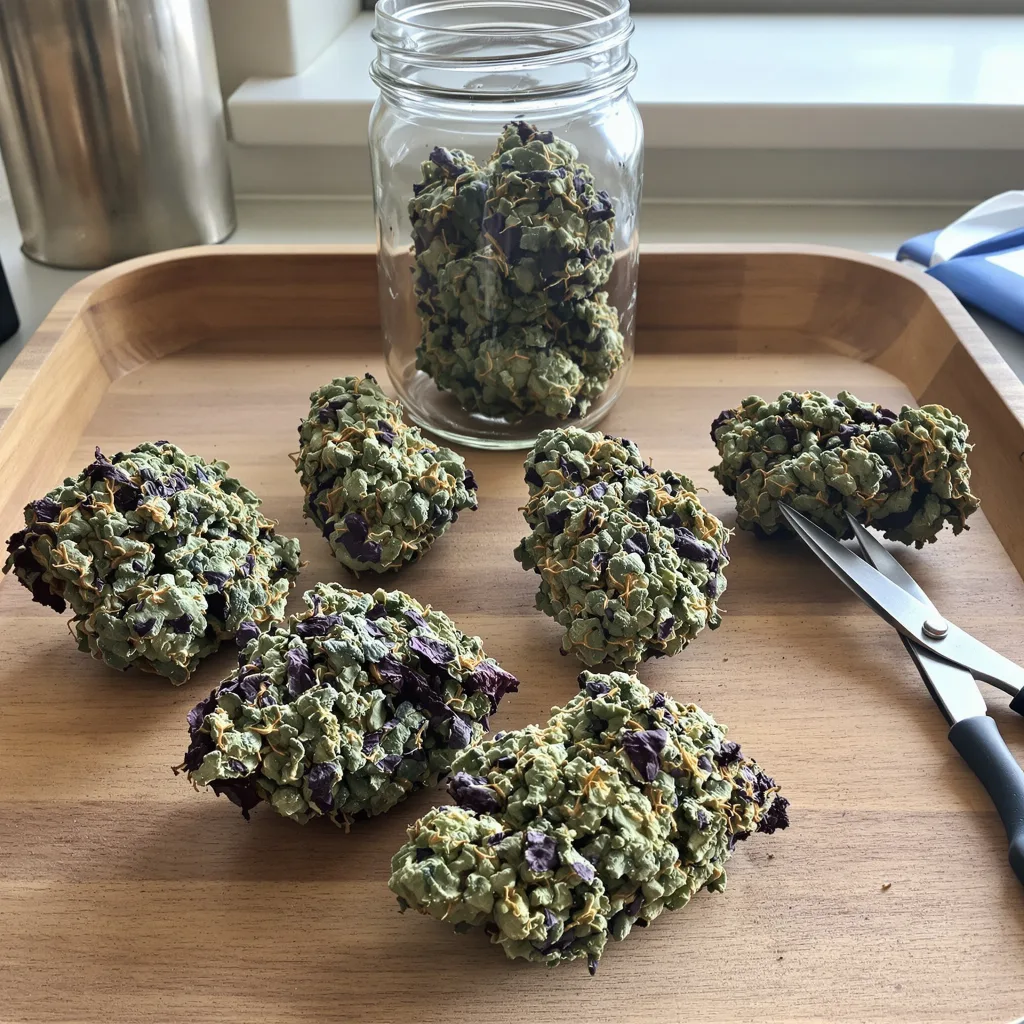 Sour Apple 81% indica / 19% sativa flower with visible trichomes