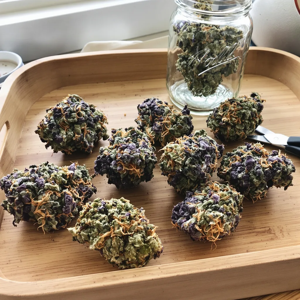 Sour Cheese 88% indica / 12% sativa flower with visible trichomes