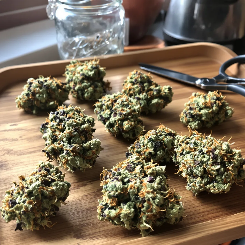 Sour Dubble 61% indica / 39% sativa flower with visible trichomes