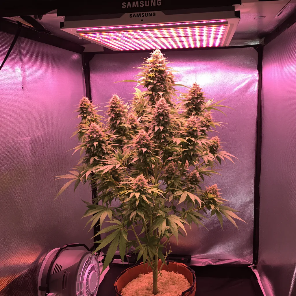 Sour Dubble 61% indica / 39% sativa flower with visible trichomes