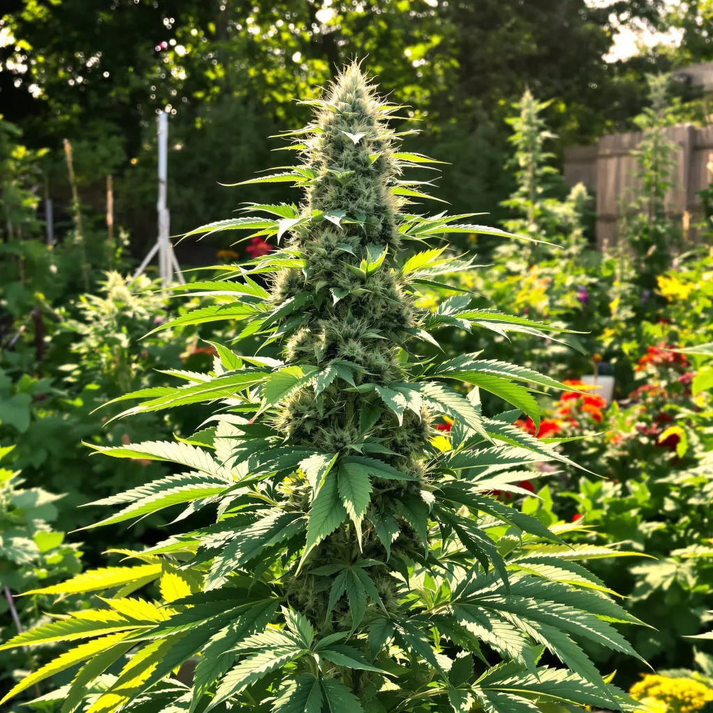 Sour Dubble 61% indica / 39% sativa flower with visible trichomes