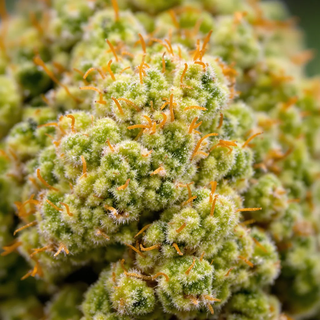Sour Jack cannabis bud close-up showing lime-green airy structure