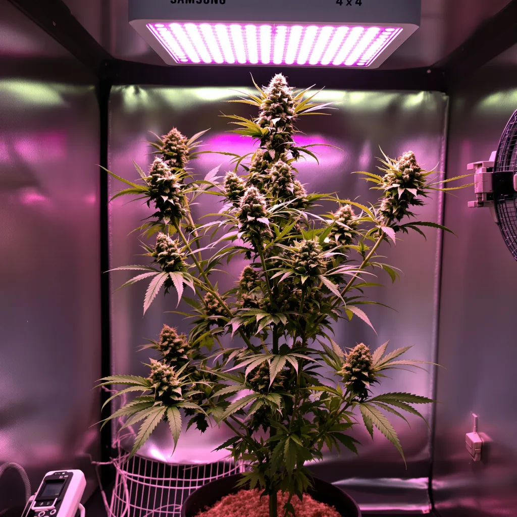 Sour Lemon OG 40% indica / 60% sativa flower with visible trichomes