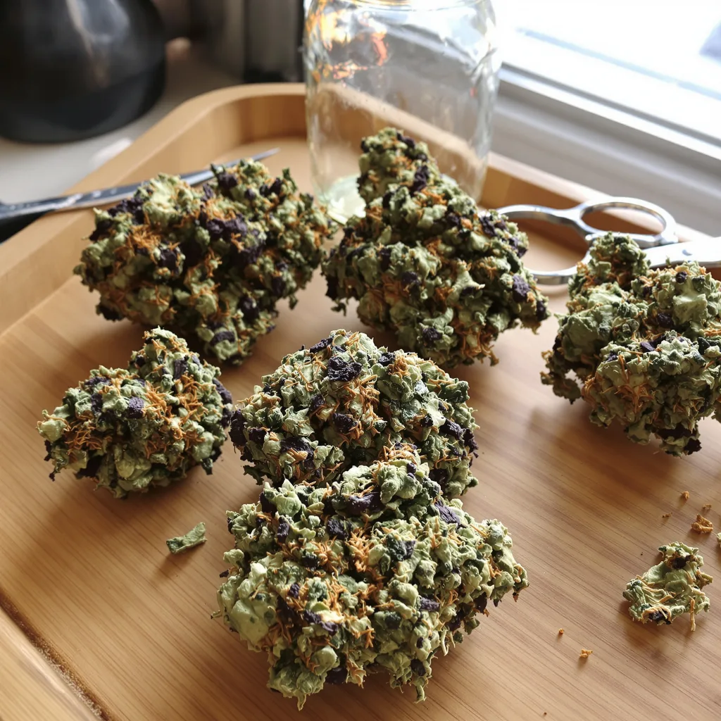 Space Dawg 89% indica / 11% sativa flower with visible trichomes