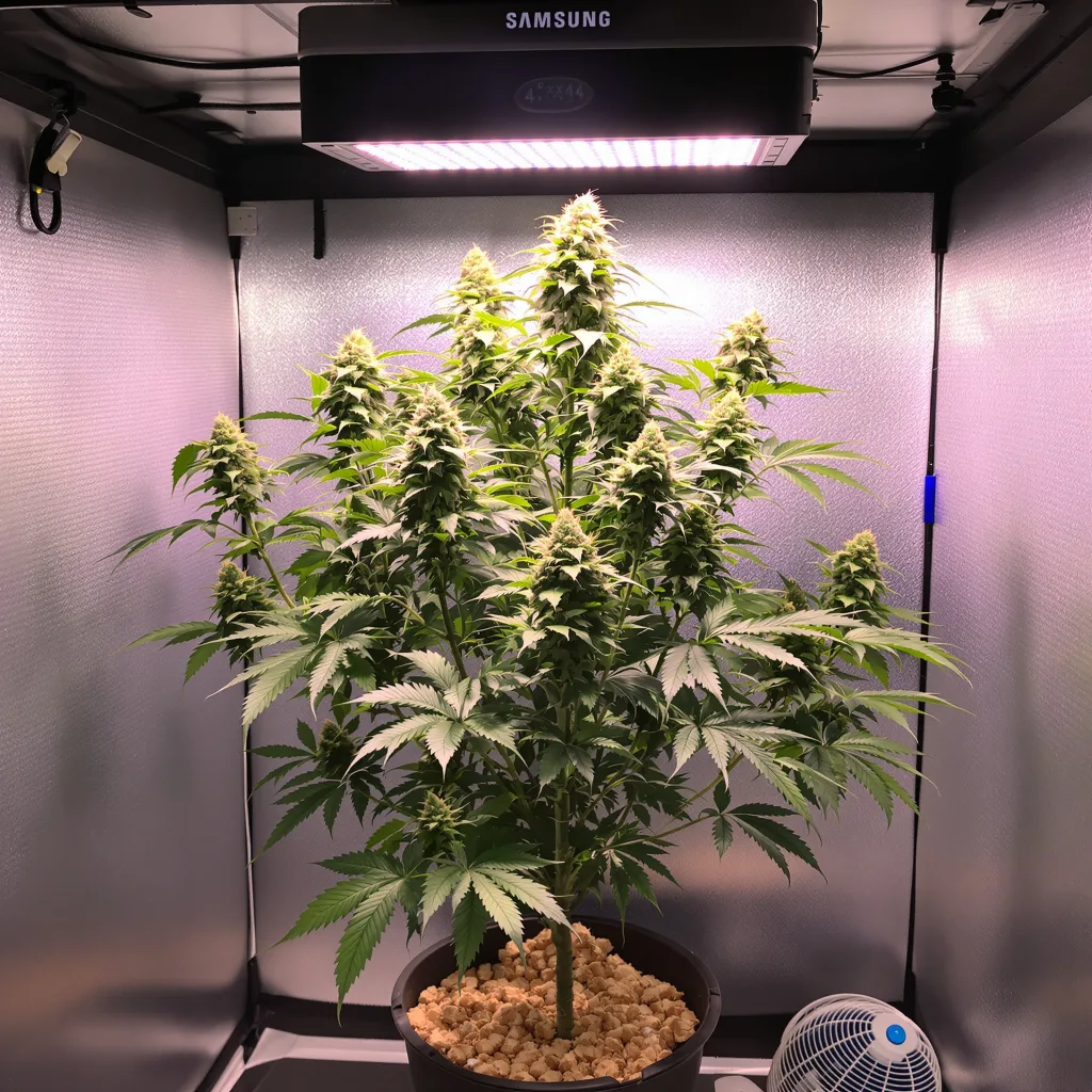 Space Dawg 89% indica / 11% sativa flower with visible trichomes