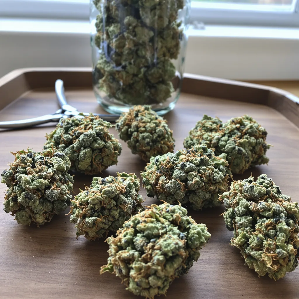 Special Queen 45% indica / 55% sativa flower with visible trichomes