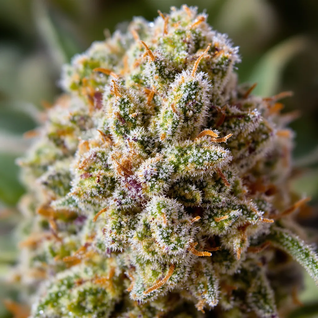 Special Queen cannabis bud close-up showing balanced bud structure with frosted trichomes