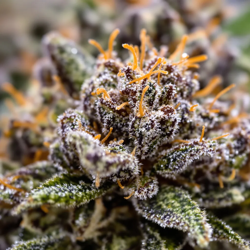 Star Killer cannabis bud close-up showing dense purple-tinged calyxes