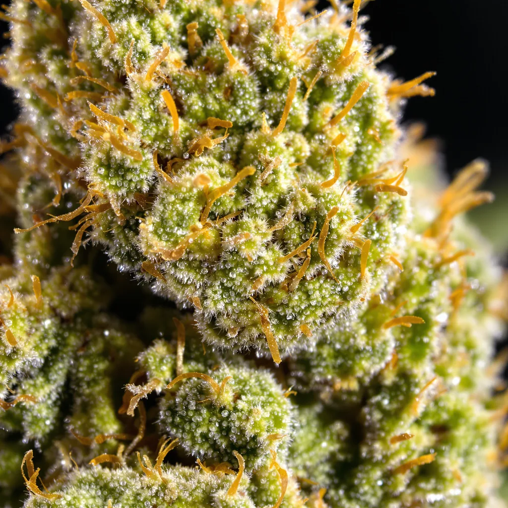 Stardawg cannabis bud close-up showing lime-green airy structure