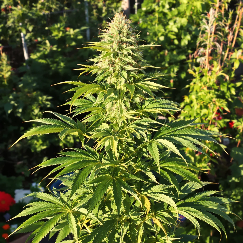 Stinking Rich 80% indica / 20% sativa flower with visible trichomes
