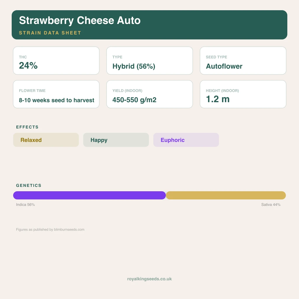 Strawberry Cheese 56% indica / 44% sativa flower with visible trichomes