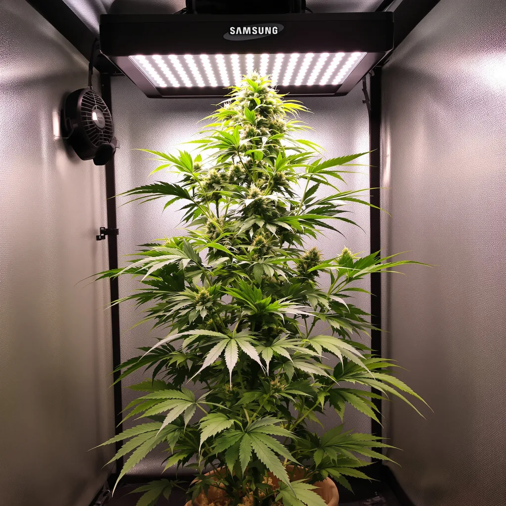 Strawberry 5% indica / 95% sativa flower with visible trichomes