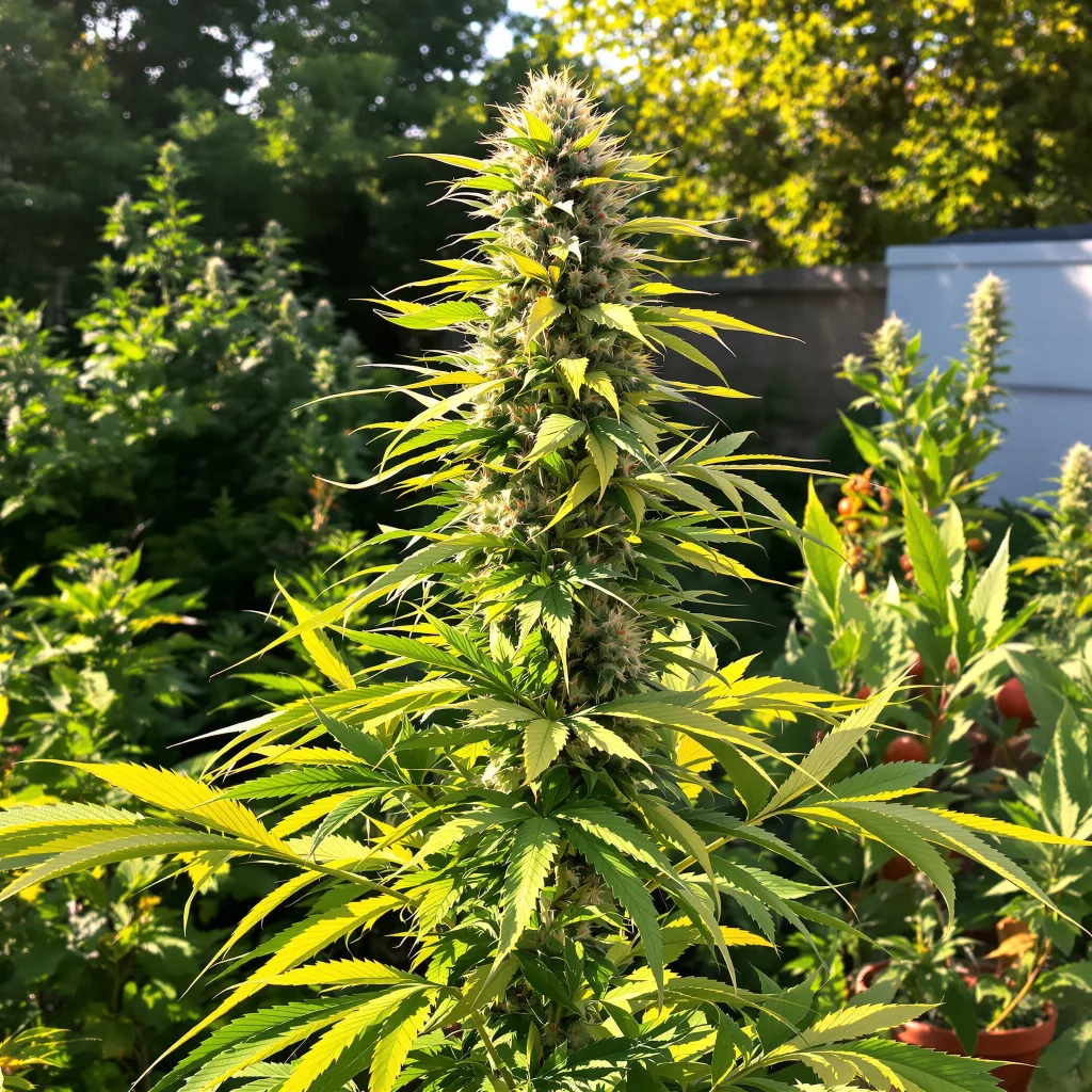 Strawberry 5% indica / 95% sativa flower with visible trichomes