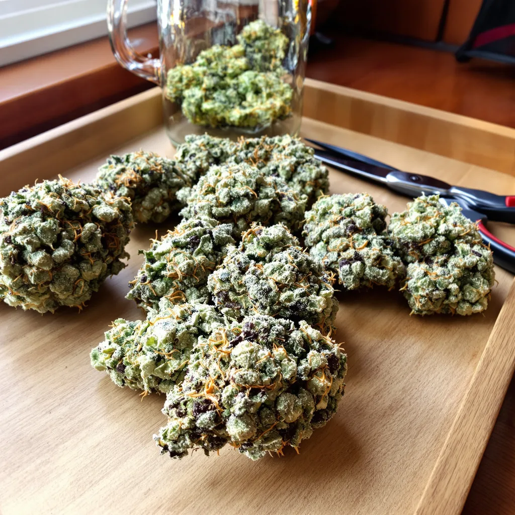 Strawberry Gary 38% indica / 62% sativa flower with visible trichomes