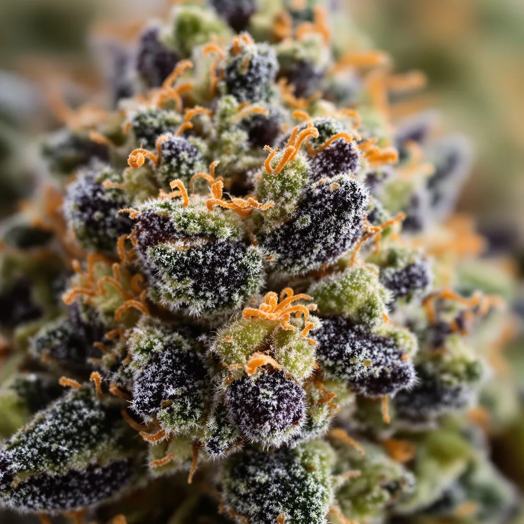 Super Bud cannabis bud close-up showing dense purple-tinged calyxes