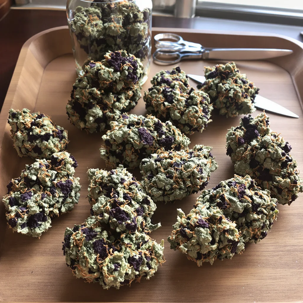 Super Skunk 70% indica / 30% sativa flower with visible trichomes