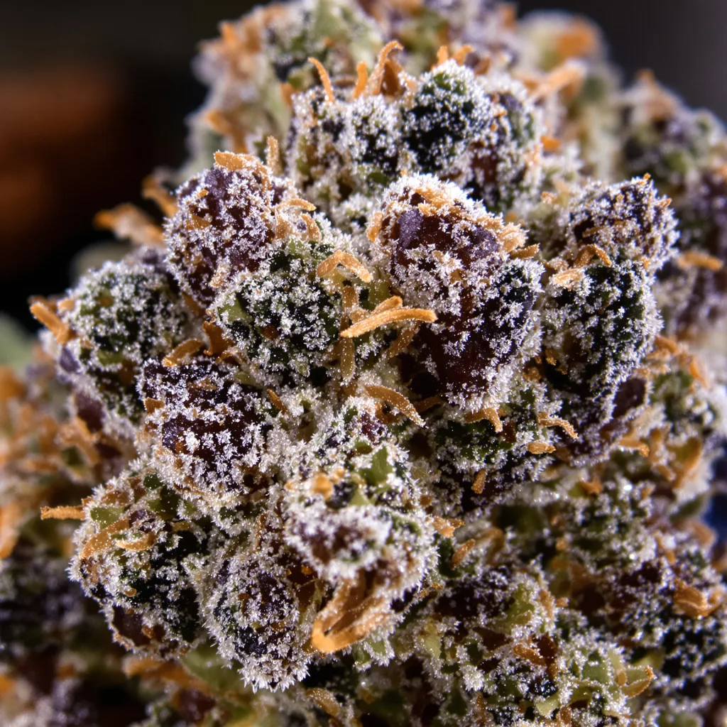 Supergirl cannabis bud close-up showing dense purple-tinged calyxes