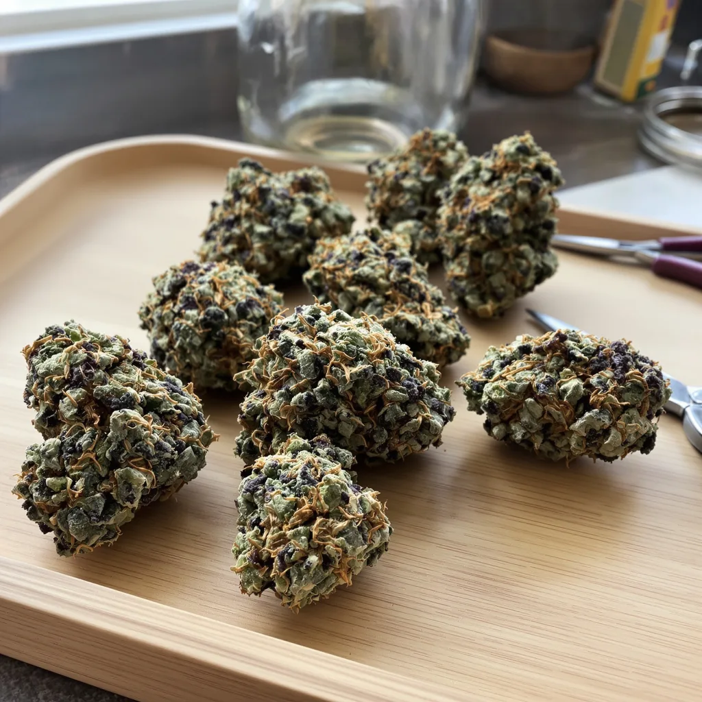 Sweet Baby Jane 82% indica / 18% sativa flower with visible trichomes
