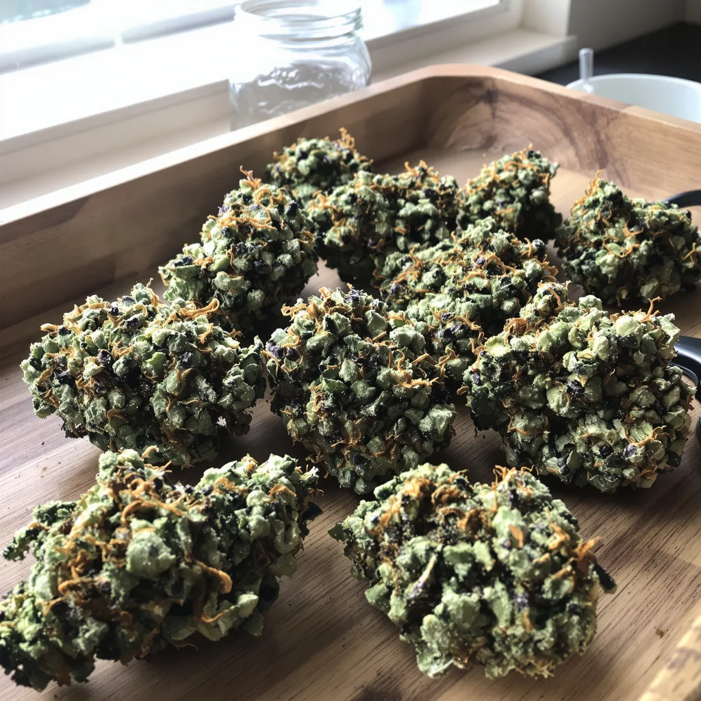 Sweet Berry 38% indica / 62% sativa flower with visible trichomes