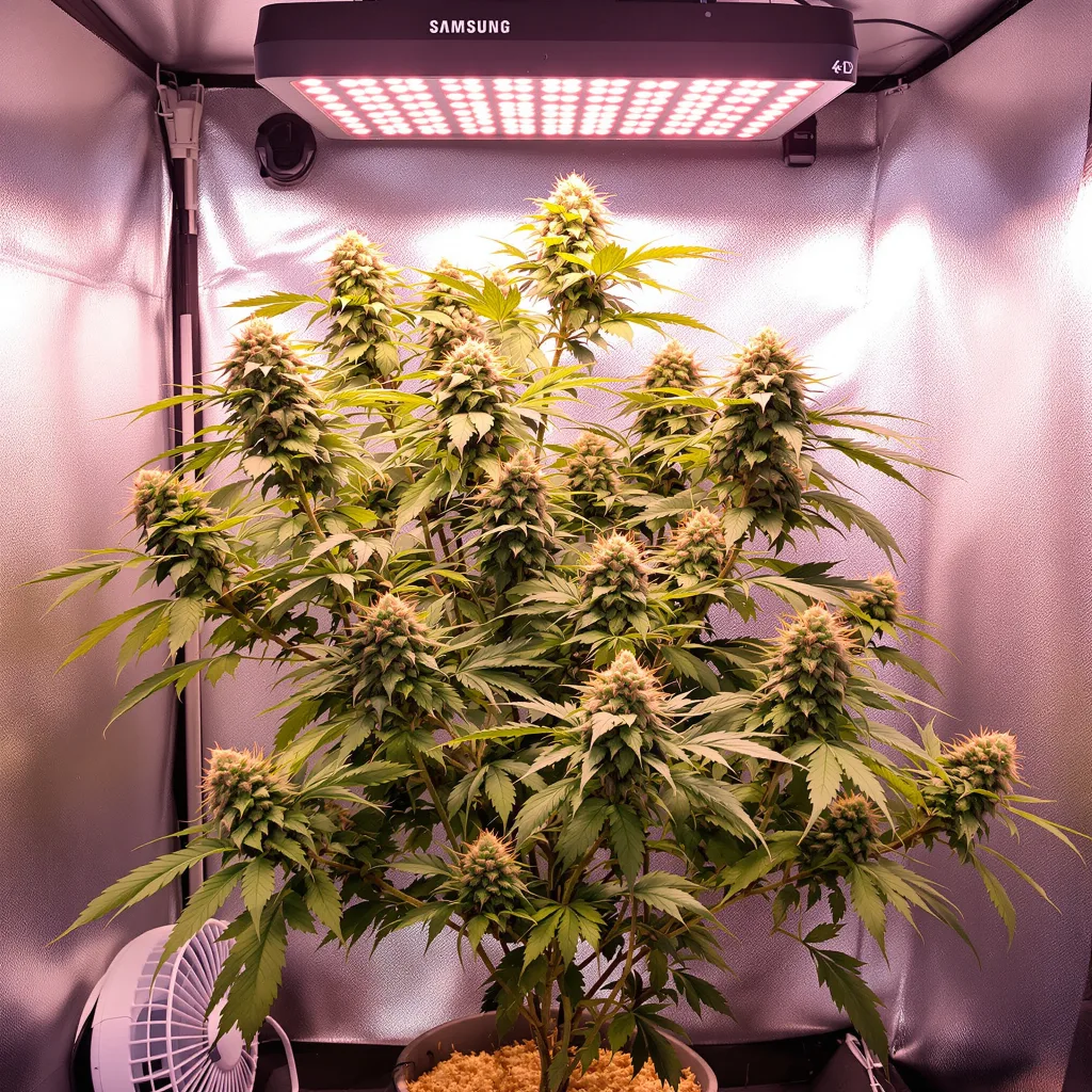 Sweet Nina 54% indica / 46% sativa flower with visible trichomes