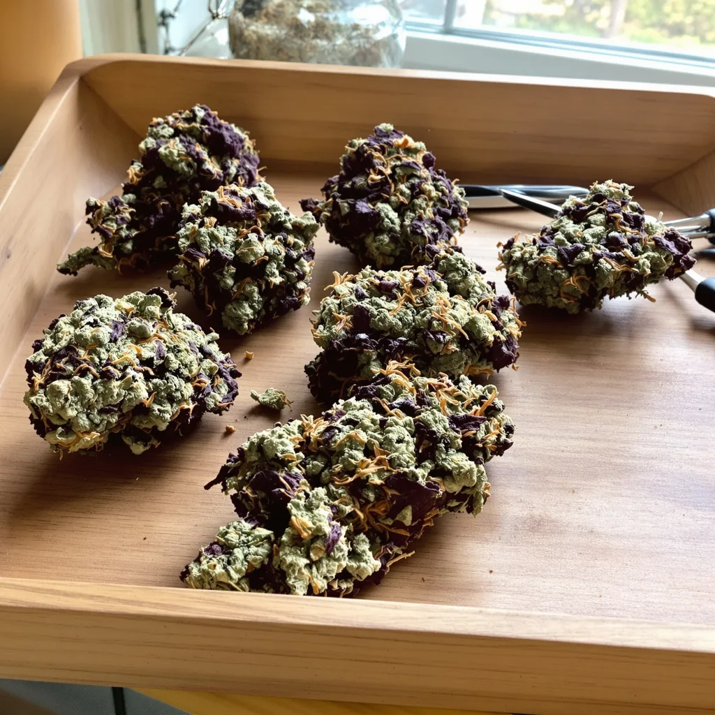 Sweet ZZ 85% indica / 15% sativa flower with visible trichomes