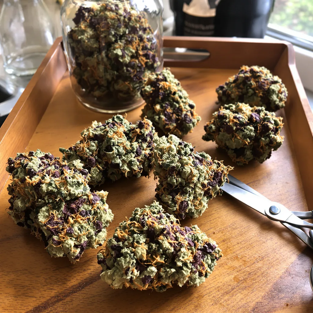Tangerine Dream 79% indica / 21% sativa flower with visible trichomes