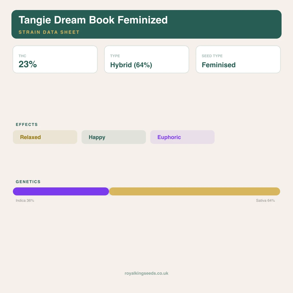 Tangie Dream Book 36% indica / 64% sativa flower with visible trichomes
