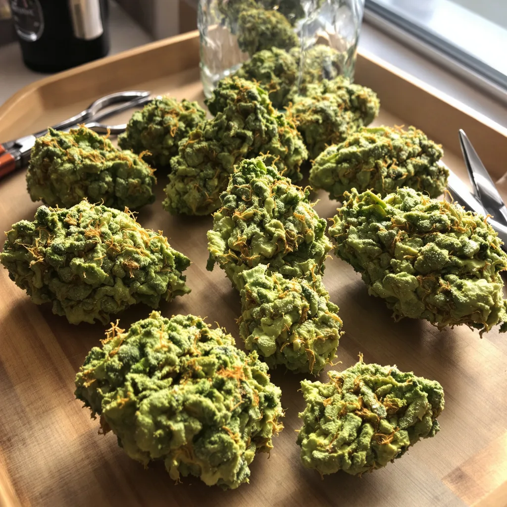 Tangilope 10% indica / 90% sativa flower with visible trichomes