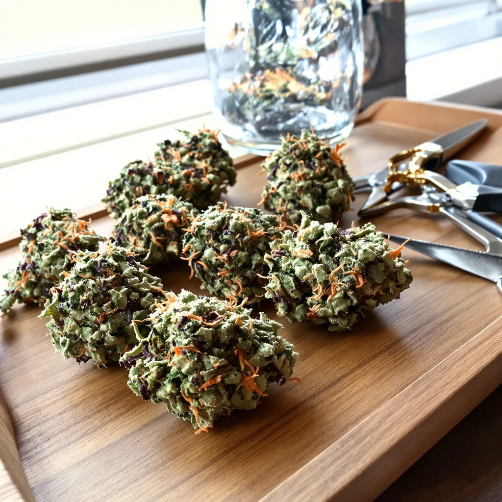 Tango 53% indica / 47% sativa flower with visible trichomes