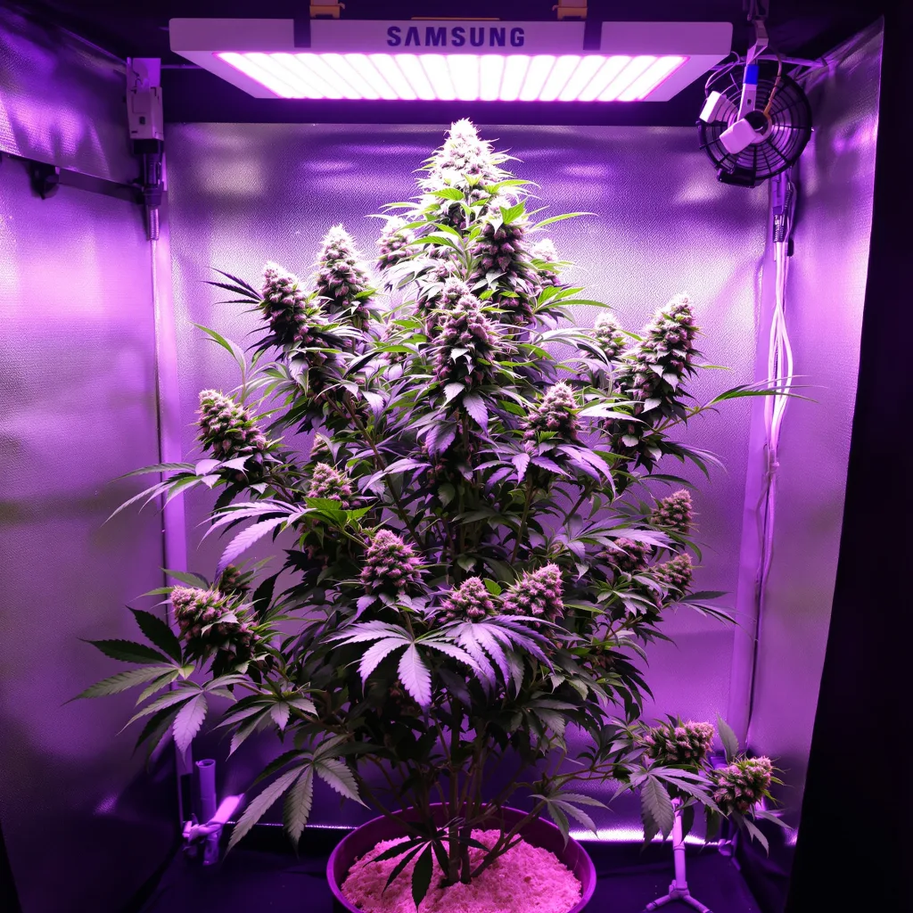 Tembo Kush 46% indica / 54% sativa flower with visible trichomes