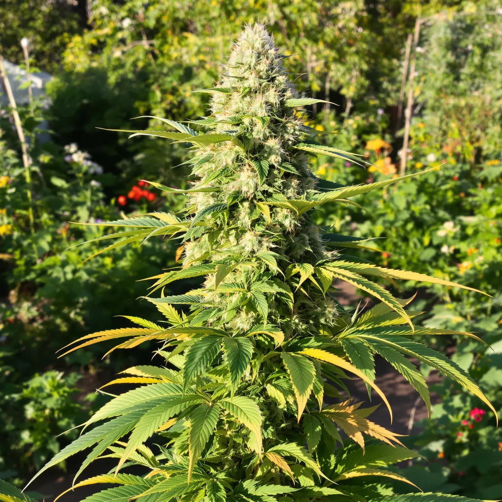 Tembo Kush 46% indica / 54% sativa flower with visible trichomes