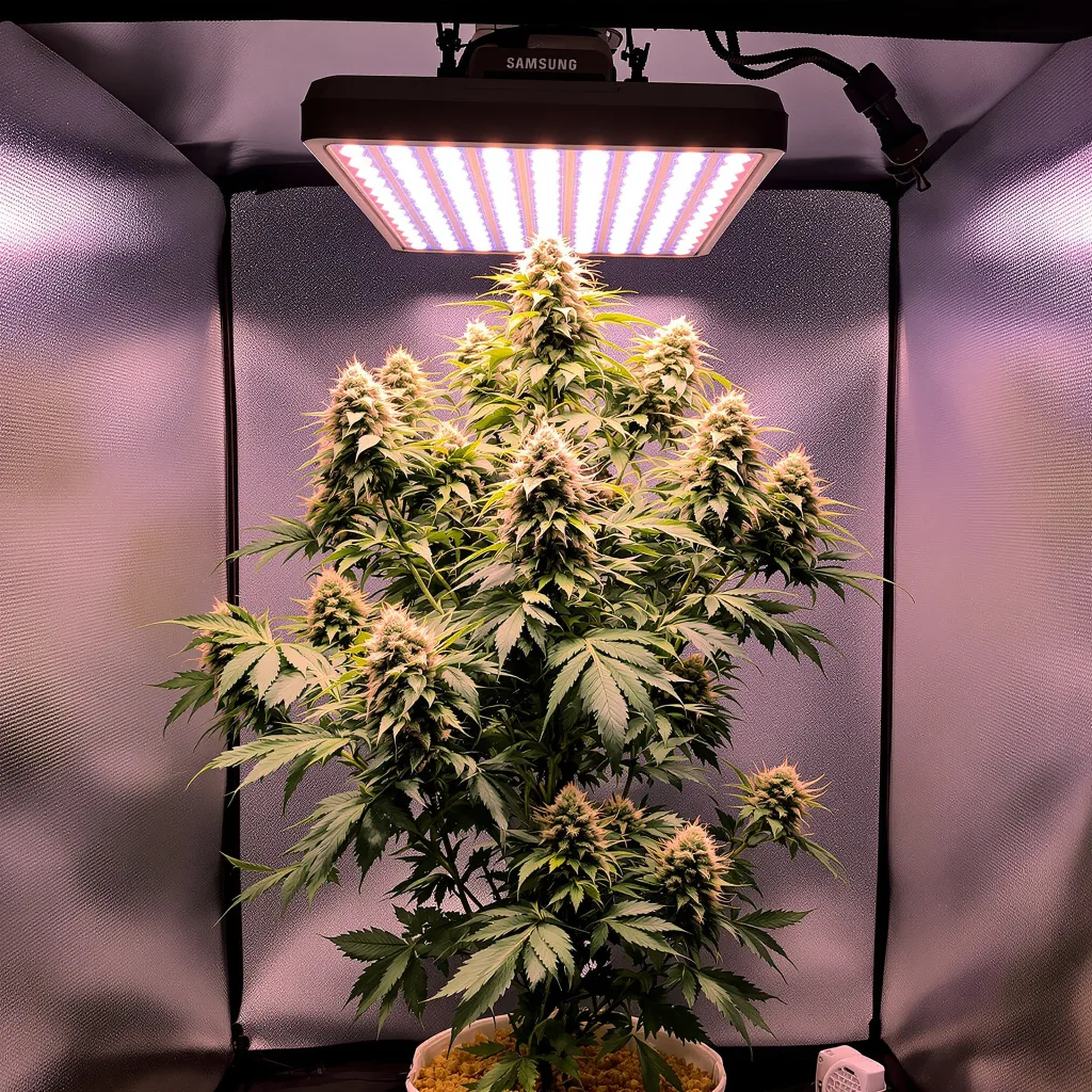 Tembo Kush 46% indica / 54% sativa flower with visible trichomes