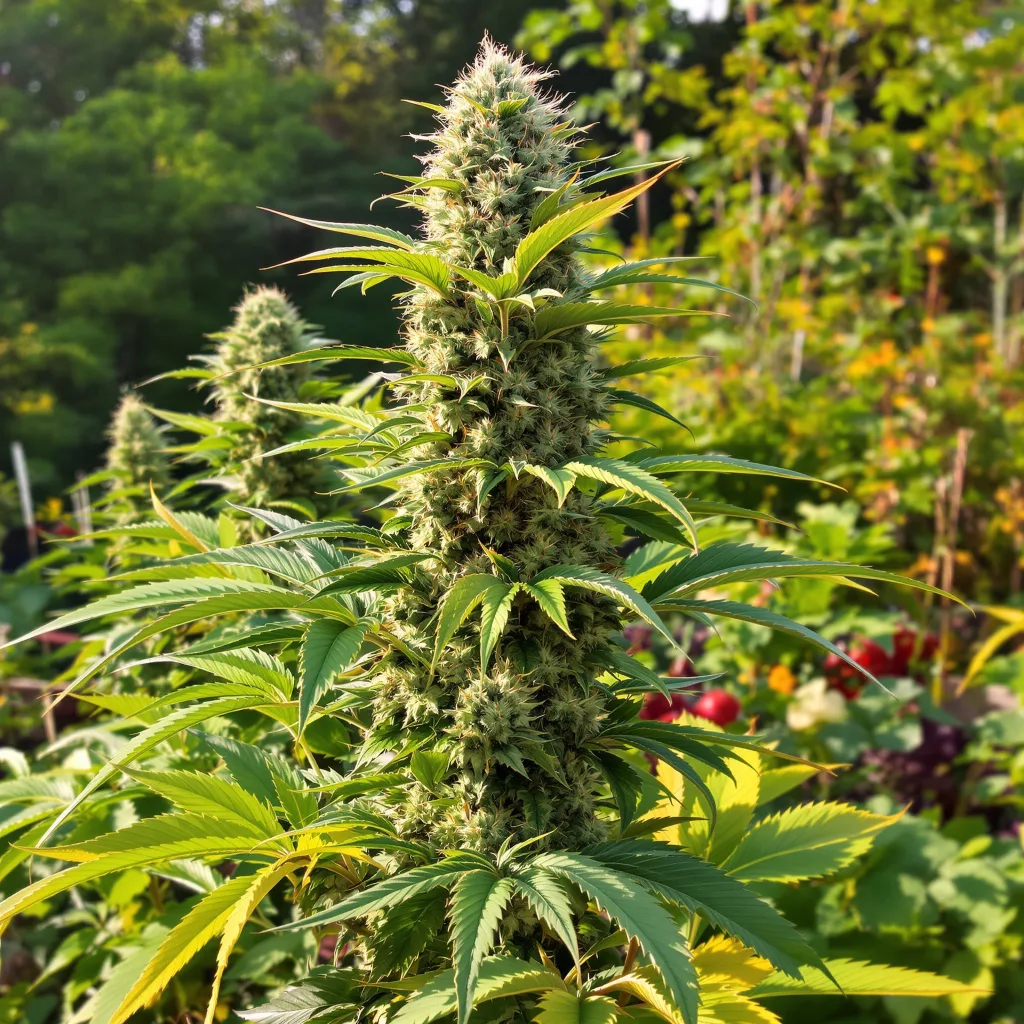 Tembo Kush 46% indica / 54% sativa flower with visible trichomes