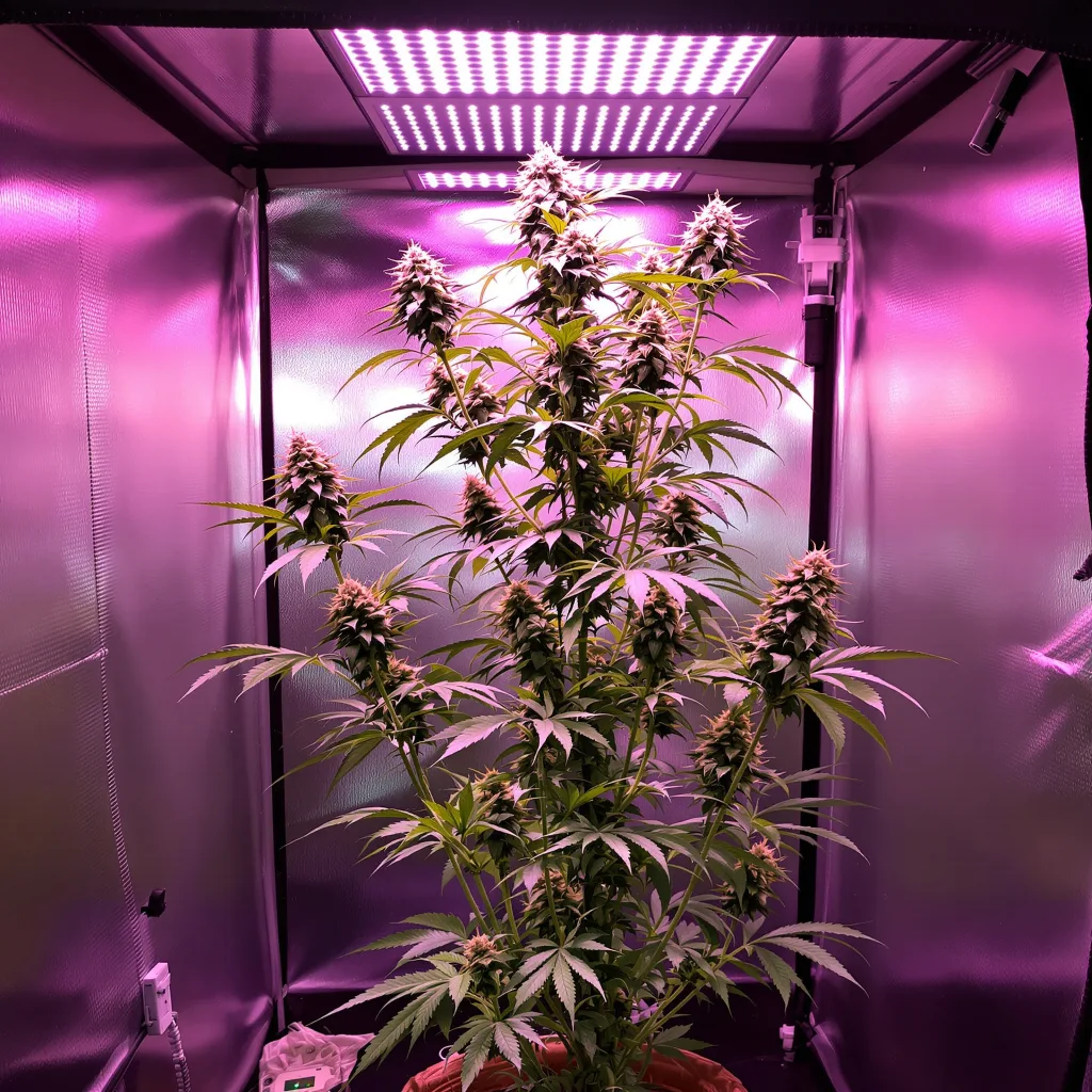 Thai 8% indica / 92% sativa flower with visible trichomes
