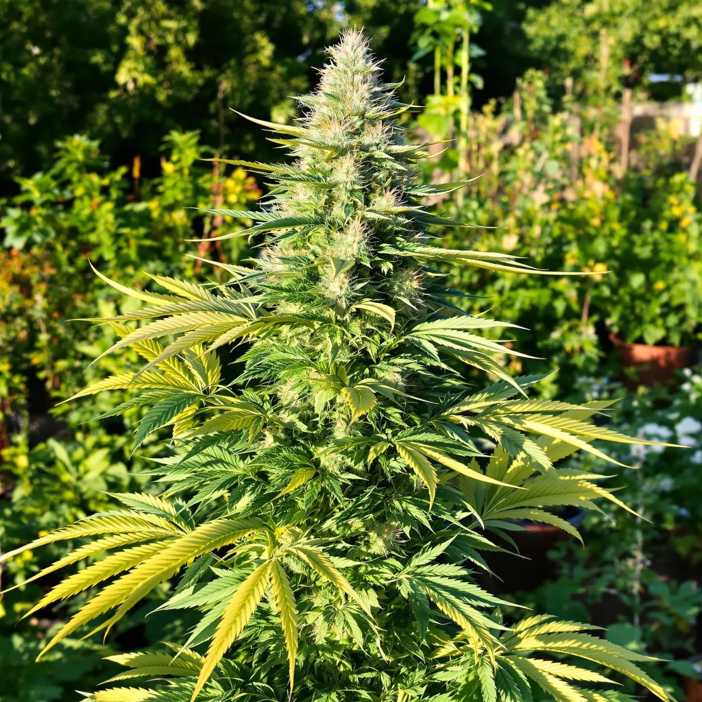 THC Bomb 60% indica / 40% sativa flower with visible trichomes