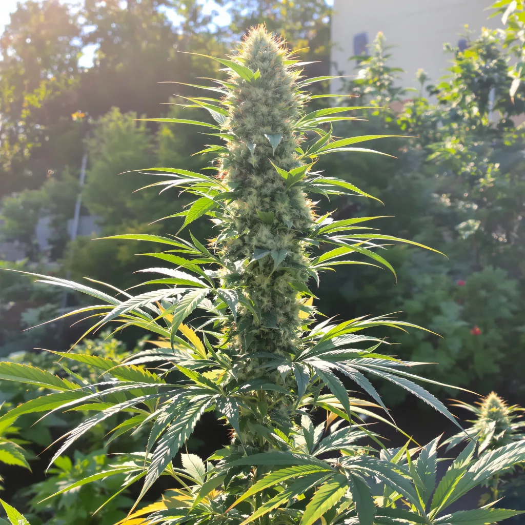 THC Bomb 60% indica / 40% sativa flower with visible trichomes