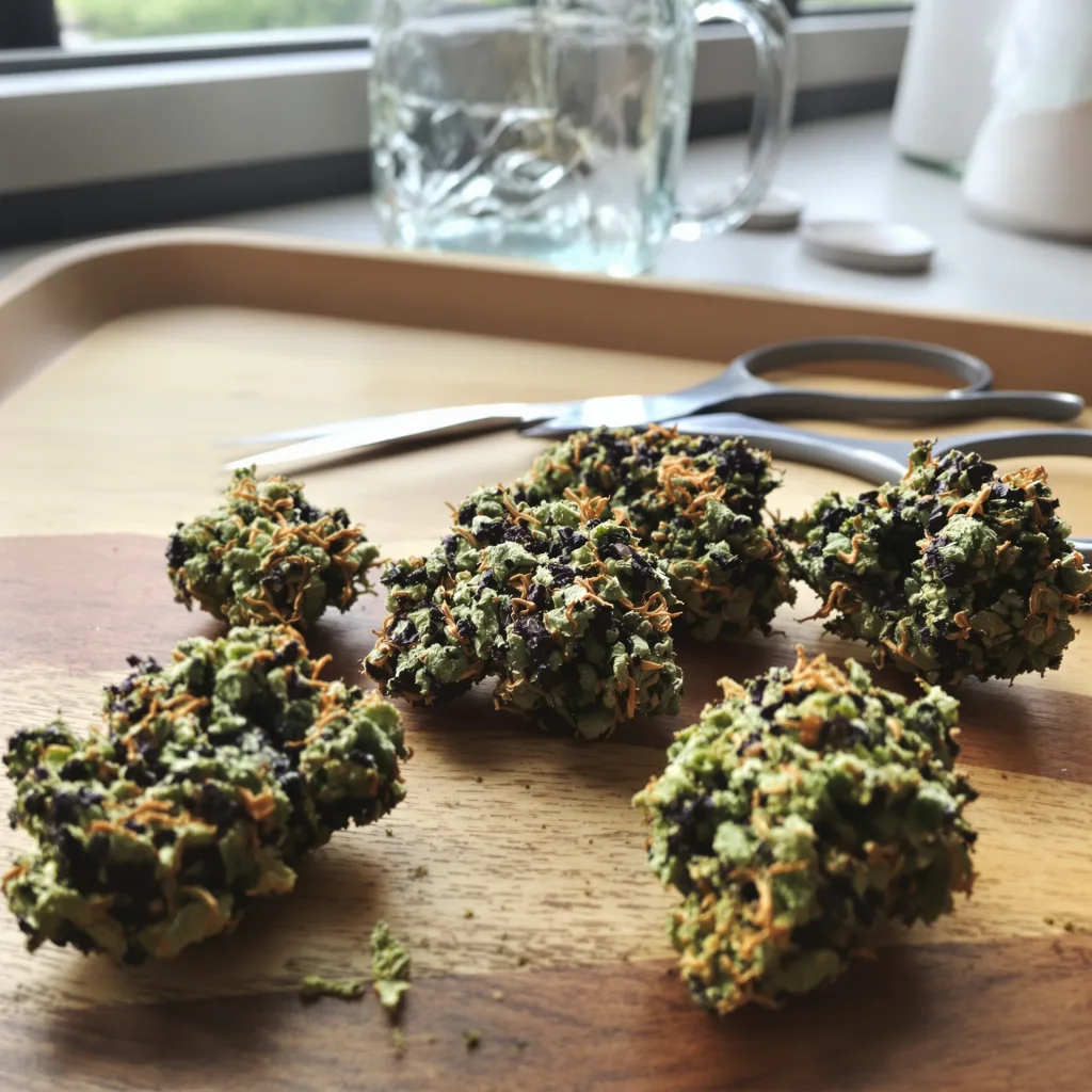 The Hog 100% indica / 50% sativa flower with visible trichomes