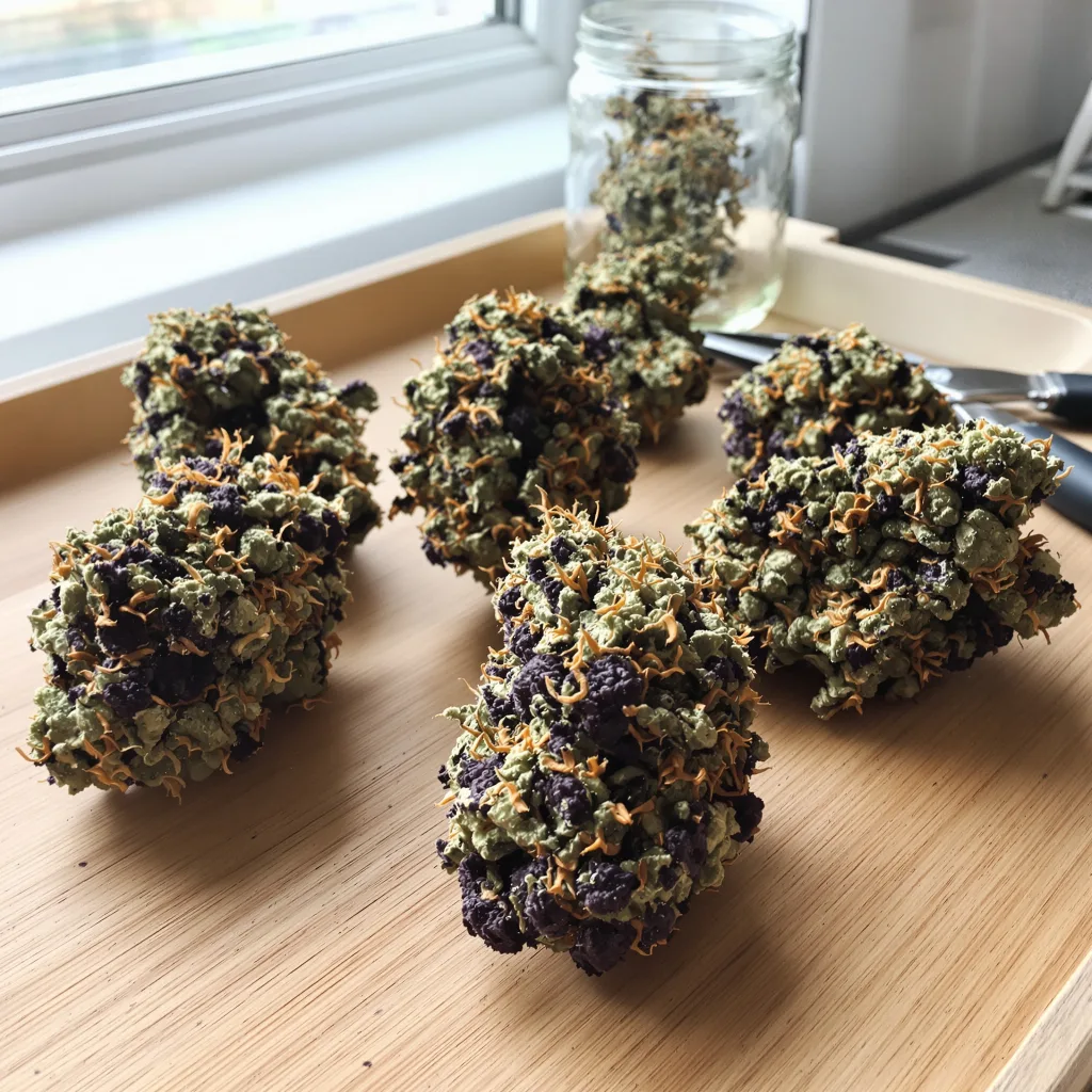 The OX 83% indica / 17% sativa flower with visible trichomes