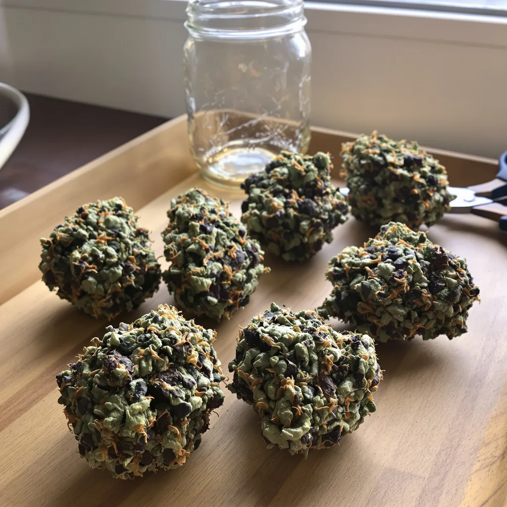 The Sister 77% indica / 23% sativa flower with visible trichomes