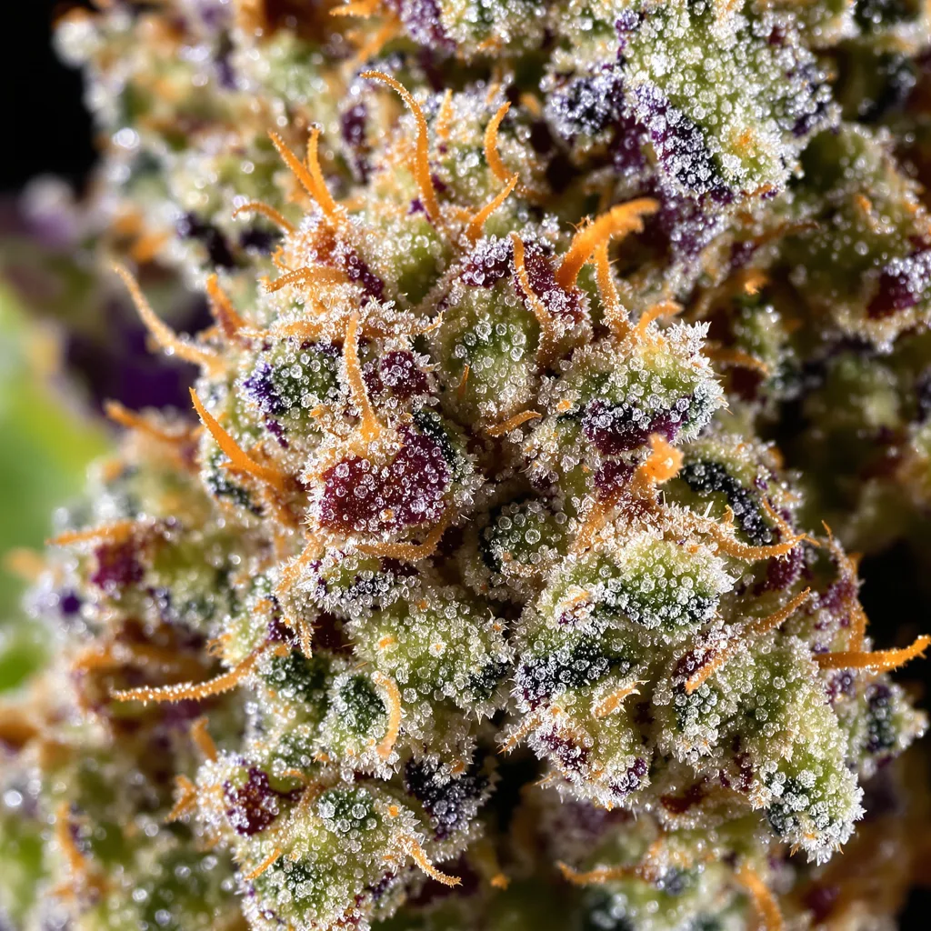 Thin Mint GSC cannabis bud close-up showing balanced bud structure with frosted trichomes