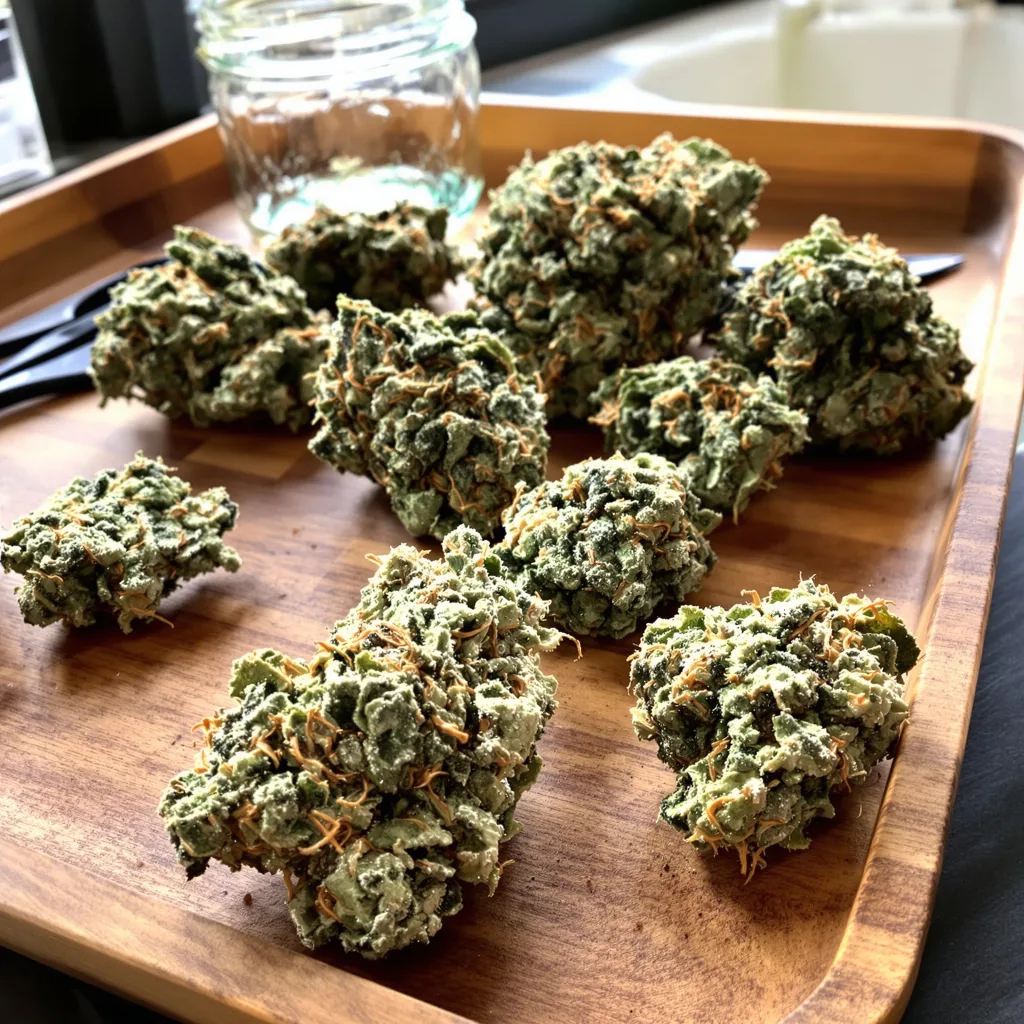 Tiger Woods 47% indica / 53% sativa flower with visible trichomes