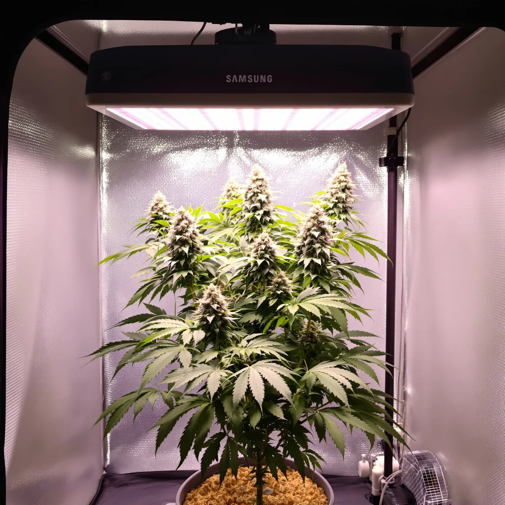 Tigermelon 77% indica / 23% sativa flower with visible trichomes
