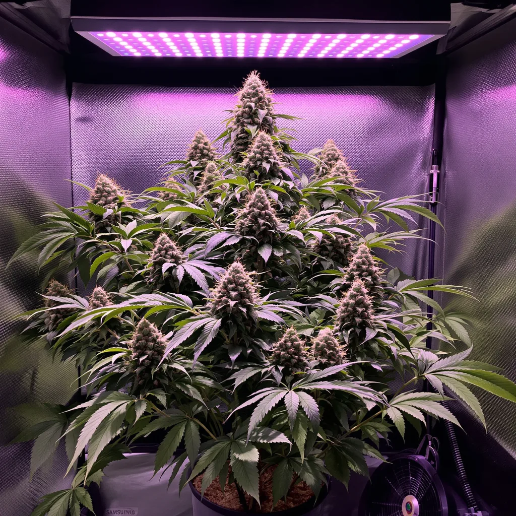 Tora Bora 100% indica / 50% sativa flower with visible trichomes