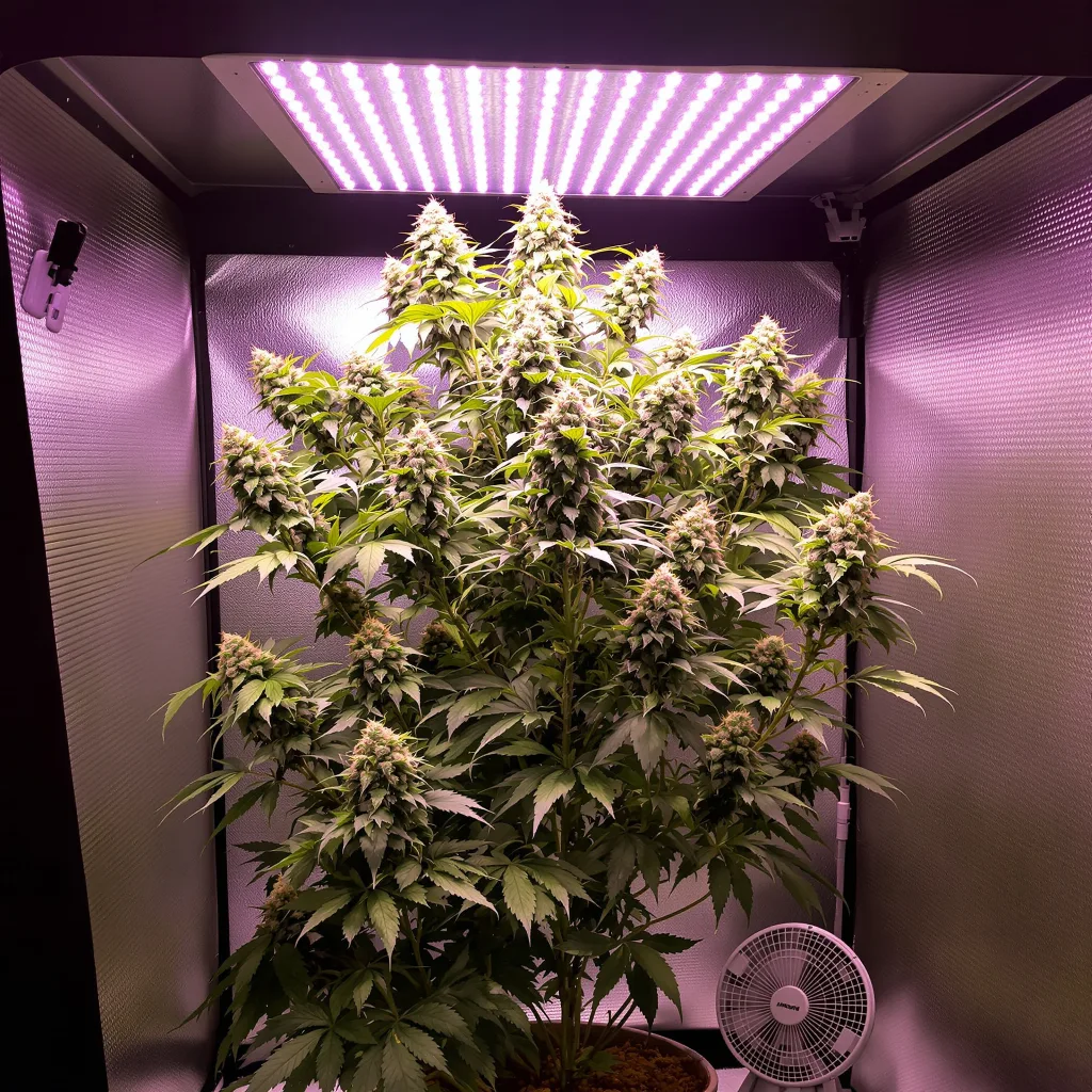 Trainwreck 40% indica / 60% sativa flower with visible trichomes