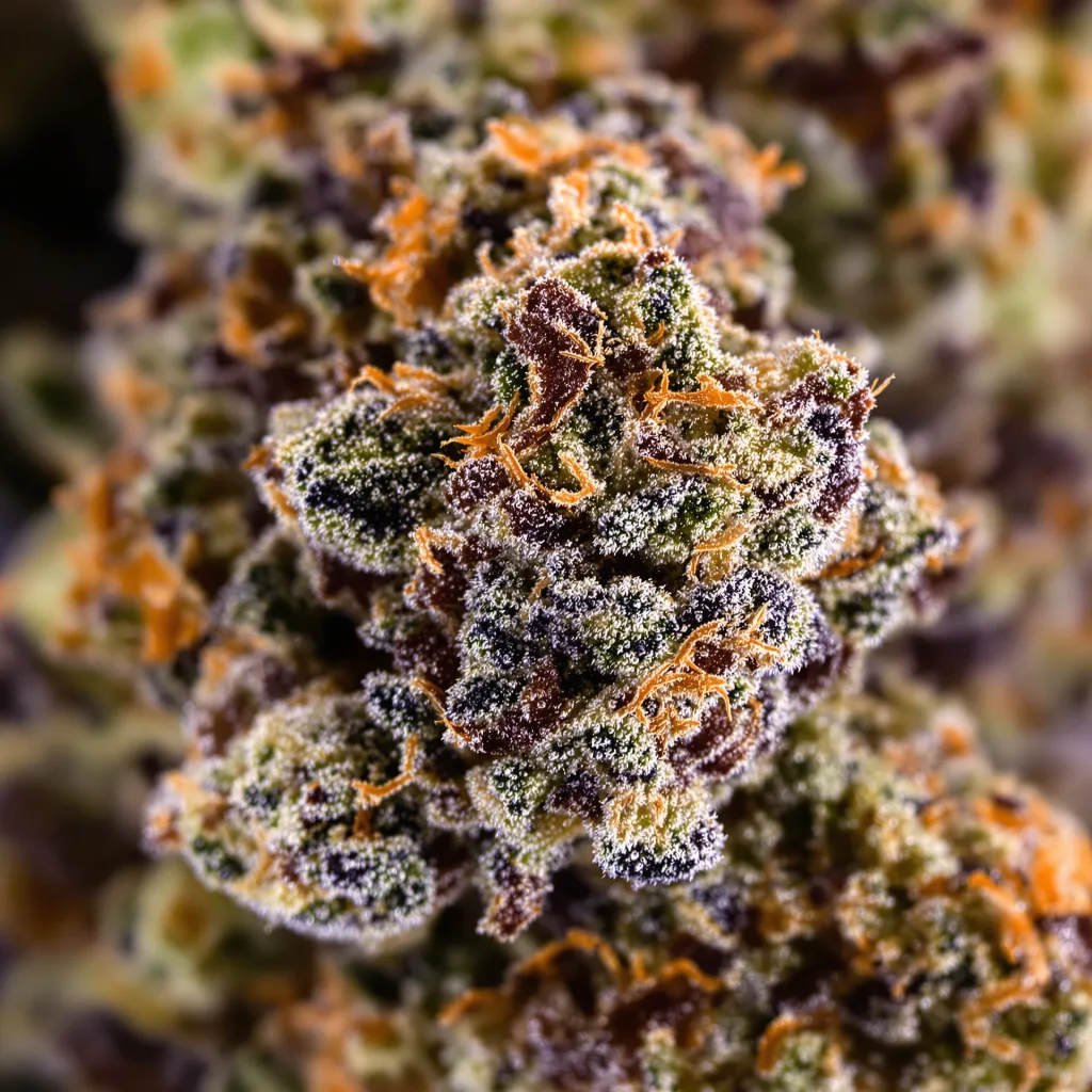 Trash cannabis bud close-up showing dense purple-tinged calyxes