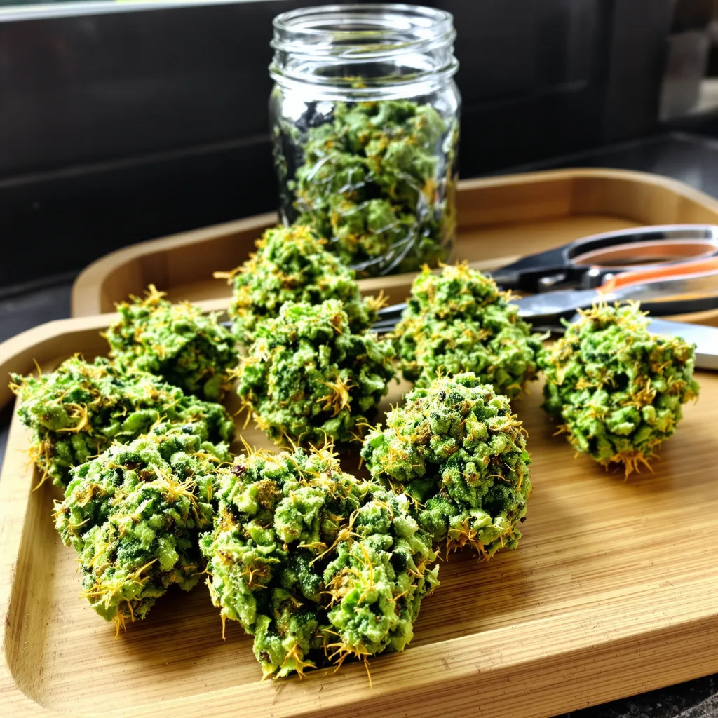 Tropic Thunder 15% indica / 85% sativa flower with visible trichomes