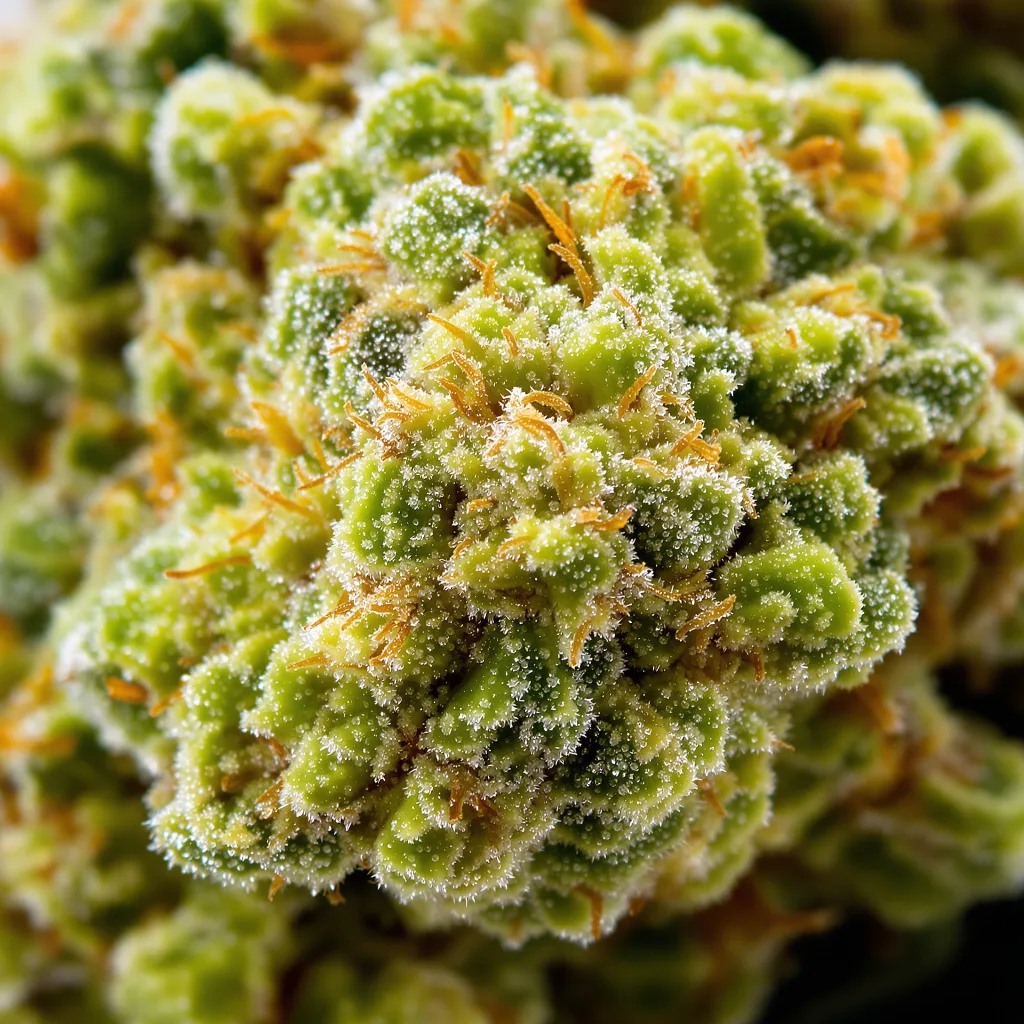 Tropic Thunder cannabis bud close-up showing lime-green airy structure