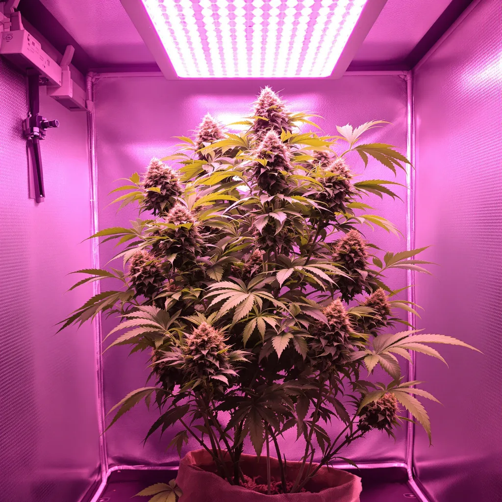 Tuna Kush 70% indica / 30% sativa flower with visible trichomes